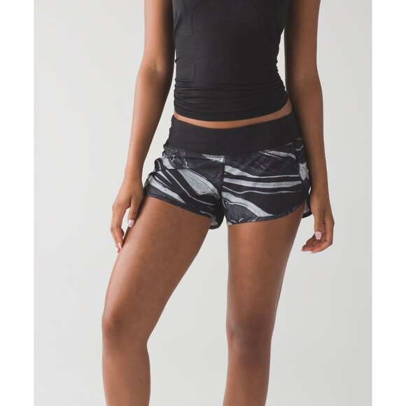 Lululemon Marbled Mix Speed Short White Black Speed Short Size 4 - 2926 - Picture 2 of 12